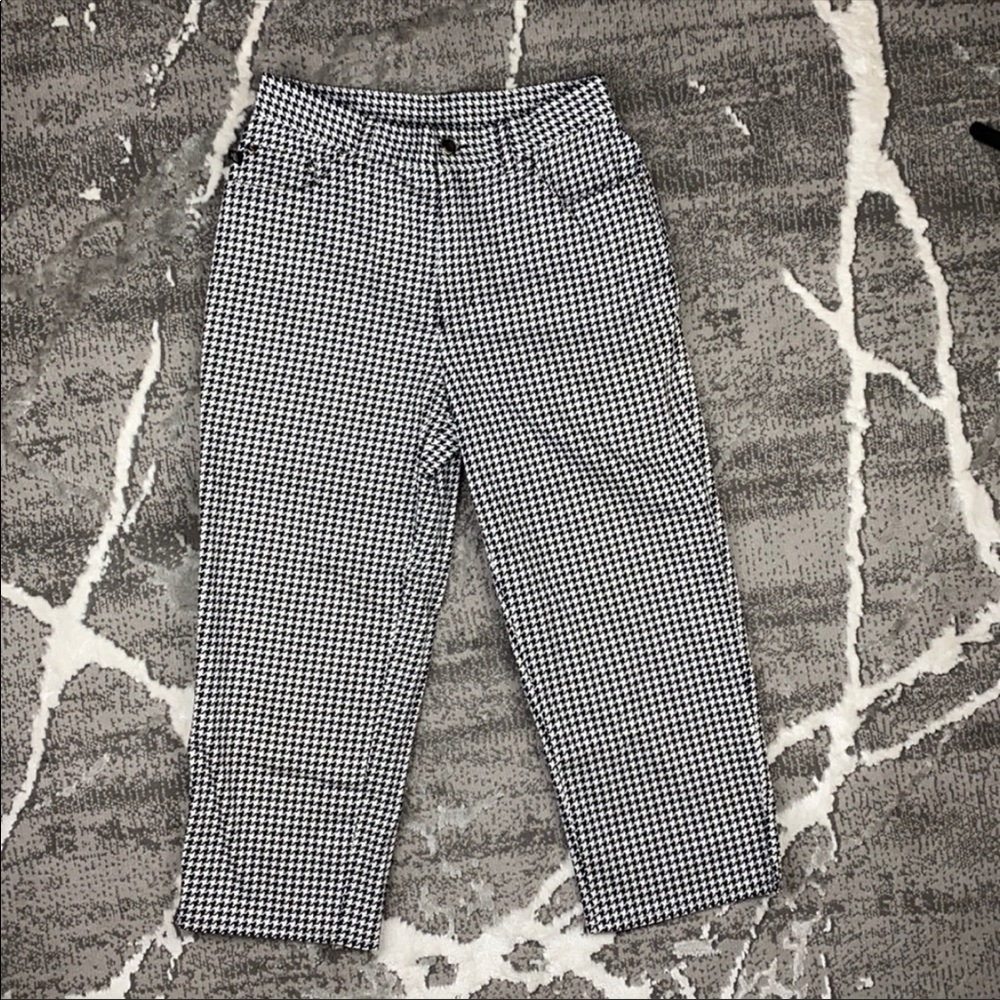 Lauren Ralph Lauren Houndstooth Design Capris in Black & White EUC - Picture 2 of 8